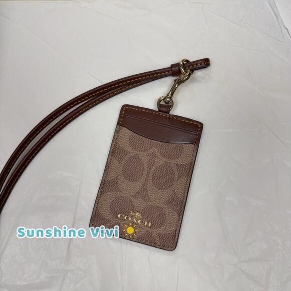NWT COACH ID Lanyard Signature Canvas Leather Tan/Brown CZ285 - Picture 3 of 8